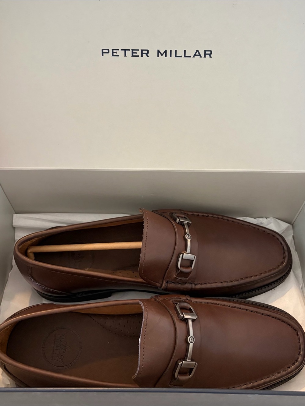 NWT Peter Millar Men's Brown Leather Bit Loafers Size 9